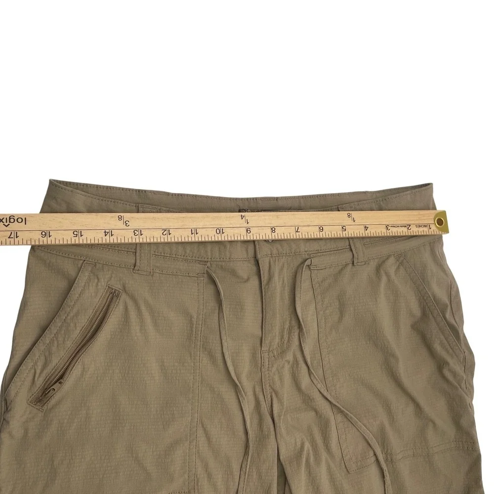 Prana Halle Shorts Womens 8 Khaki Tan Hiking Outdoor Ripstop Stretch Nylon